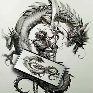 Japanese Samurai With Dragon Wallpaper