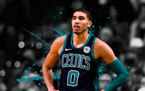 Jayson Tatum Darker Boston Jersey Wallpaper