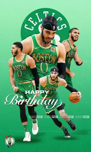 Jayson Tatum Green Happy Birthday Poster Wallpaper
