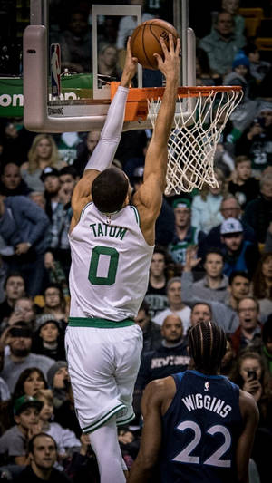 Jayson Tatum Mid-air Dunk Wallpaper