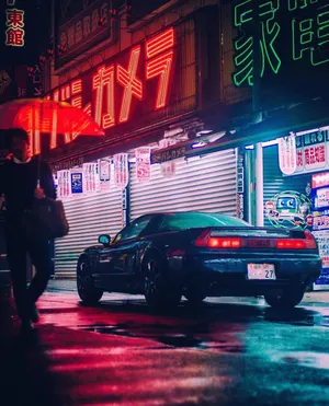 Jdm Cars Aesthetic With Red Lights Wallpaper