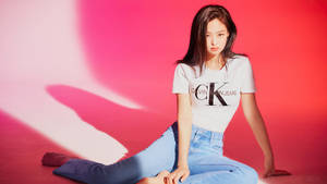 Jennie Wearing Calvin Klein Blouse Wallpaper