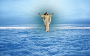 Jesus In Heaven Above Thick Sea Of Clouds Wallpaper