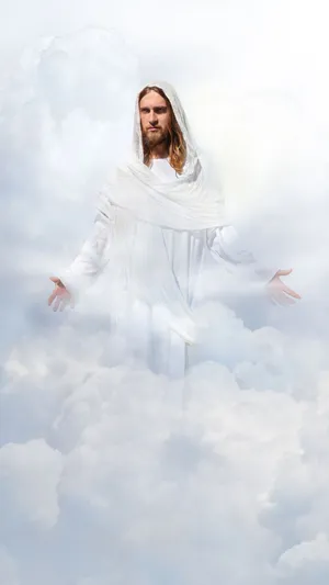 Jesus In Heaven Raising His Hands Wallpaper
