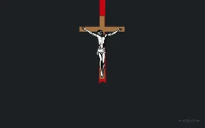 Jesus On Cross Artwork With Gray Background Wallpaper
