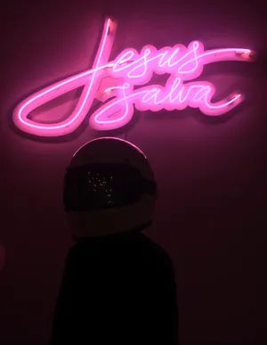 Jesus Salva Neon Pink Sign Wallpaper