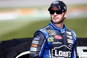 Jimmie Johnson Celebrating After A Race Win Wallpaper