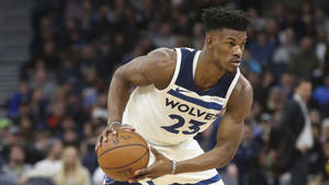 Jimmy Butler Locked In Wolves Jersey Wallpaper