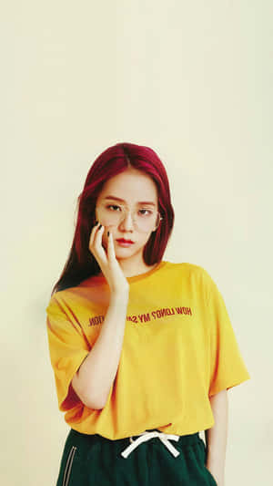 Jisoo Blackpink Glasses Yellow T-shirt Wallpaper