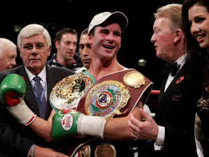 Joe Calzaghe Wins Two World Title Belts Wallpaper