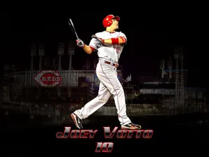 Joey Votto Mid-swing White Uniform Wallpaper