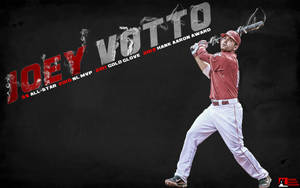 Joey Votto Swinging Bat Black Backdrop Wallpaper