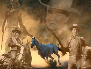 John Wayne With White Horse Wallpaper