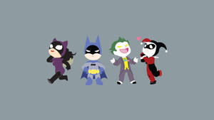 Joker And Harley Quinn With Batman And Batgirl Wallpaper