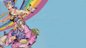 Jolyne Cujoh, The Spirited Protagonist Of Jojo Bizarre Adventure, Embracing The Power Of The Rainbow Wallpaper
