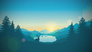 Jonesy Lake At Sunrise In The Beautiful World Of Firewatch Wallpaper