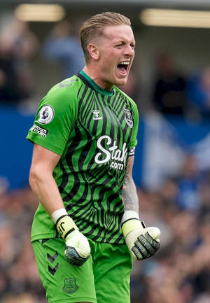 Jordan Pickford Shouting In Green Uniform Wallpaper