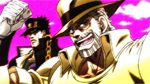 Jotaro Kujo And Joseph Joestar Take On Suspicious Forces Wallpaper