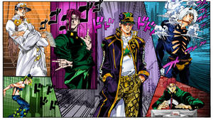 Jotaro Kujo And Stands From The Popular Anime Series Jojo Wallpaper