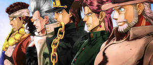 Jotaro Kujo From The Iconic Anime Series Jojo's Bizarre Adventure Stardust Crusaders Wallpaper