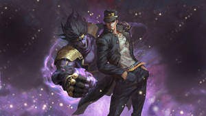 Jotaro Kujo Making A Stand In Jojo's Bizarre Adventure Wallpaper