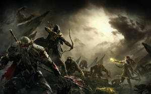 Journey Into Tamriel And Conquer The Elder Scrolls Online Battle Wallpaper