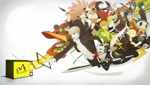 Journey Through The Tv World With The Heroes Of Persona 4 Wallpaper