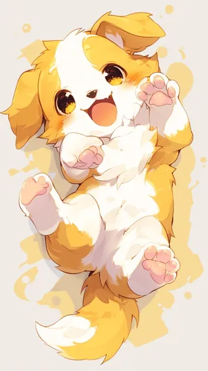 Joyful Anime Puppy Illustration Wallpaper