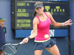 Julia Goerges To Hit Ball Wallpaper