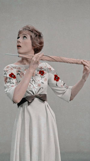 Julie Andrews Holding An Umbrella Wallpaper
