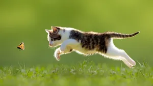 Jumping Cute Cat Hd Wallpaper