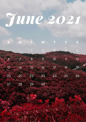 June 2021 Calendar Iphone Screen Wallpaper