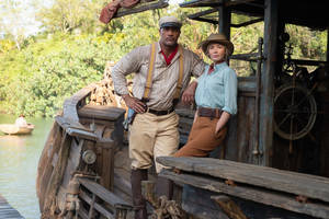 Jungle Cruise Frank And Lily On Riverboat Wallpaper