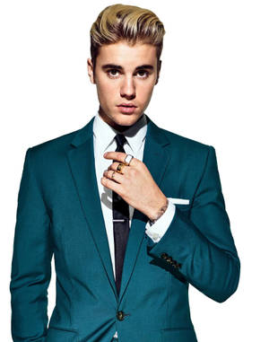 Justin Bieber Stuns In A Sultry Blue Suit Wallpaper