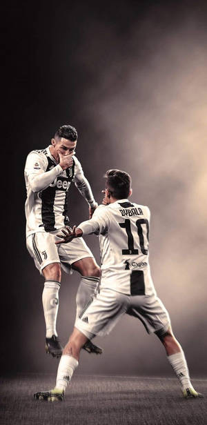 Juventus Cristiano Ronaldo And Paulo Dybala Mask Pose Wallpaper