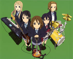 K-on Girl Band In Green Wallpaper