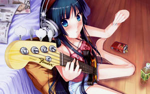 K-on Mio Akiyama With Bass Wallpaper