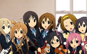 K-on School Girls With Instruments Wallpaper