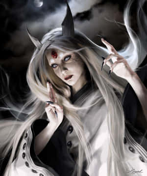 Kaguya Otsutsuki Ruling Over A Dystopian Landscape Wallpaper