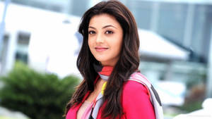 Kajal Agarwal Hd Pink Jacket Wallpaper