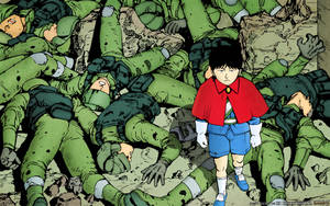 Kaneda And His Biker Gang Fight The Military Forces In Akira Wallpaper