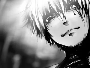 Kaneki Sad In Black And White Wallpaper