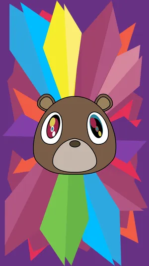 Kanye West Bear Rainbow Aesthetic Geometric Shapes Wallpaper