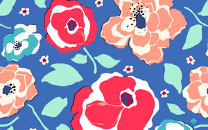 Kate Spade Blue Logo With Flowers Wallpaper