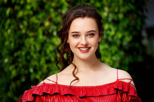 Katherine Langford Red Dress Wallpaper