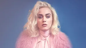 Katy Perry Dazzles In A Pink Fur Coat Wallpaper