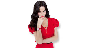 Katy Perry Oozes Glamour In A Red Dress Wallpaper