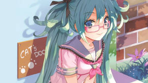 Kawaii Anime Hatsune Miku In School Uniform Wallpaper