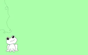 Kawaii Frog On Green Drawing Wallpaper