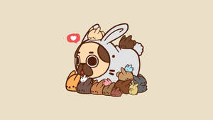 Kawaii Hd Pug Dressed As Bunny Wallpaper